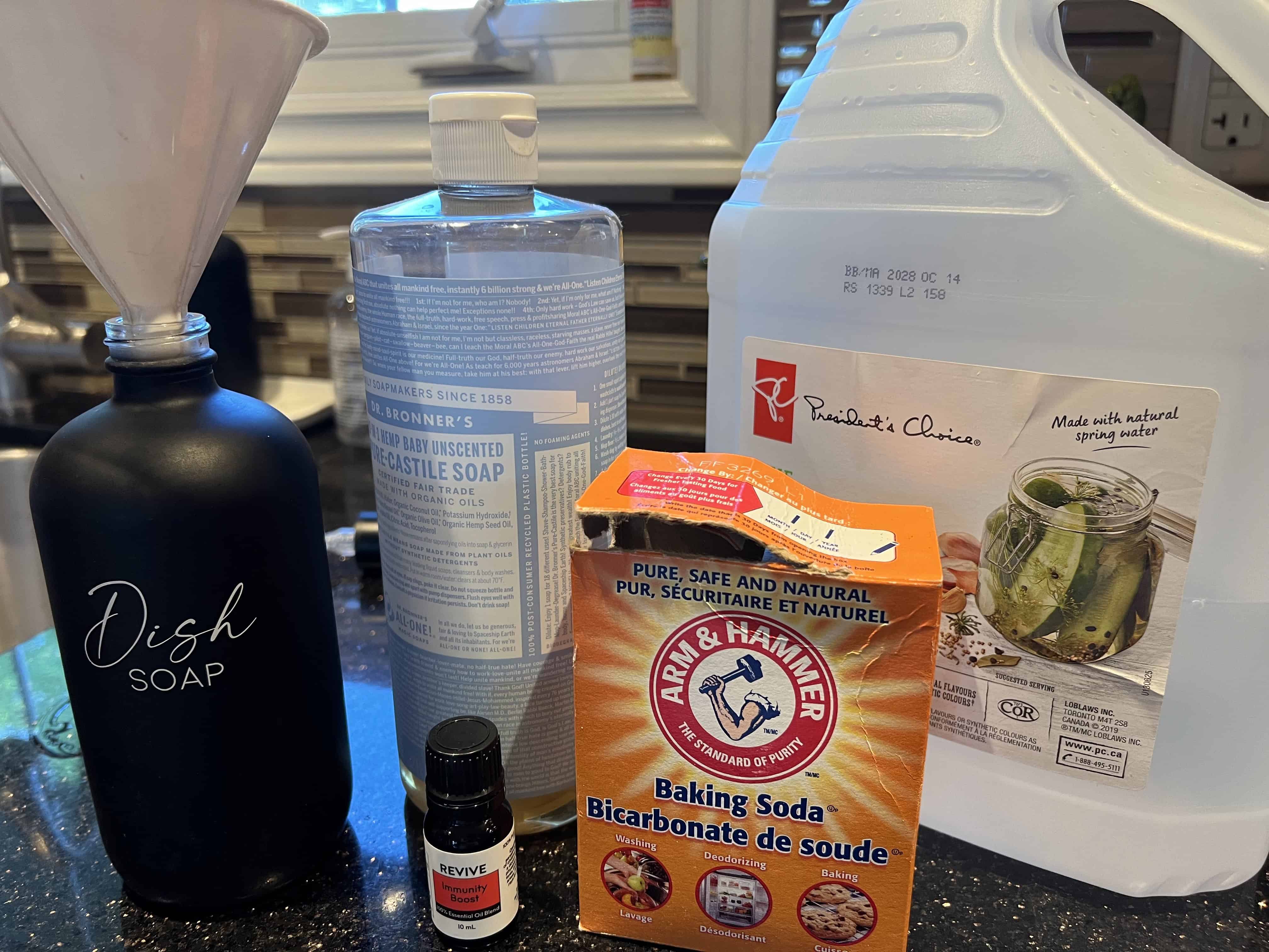 Ingredients for making non-toxic dish soap