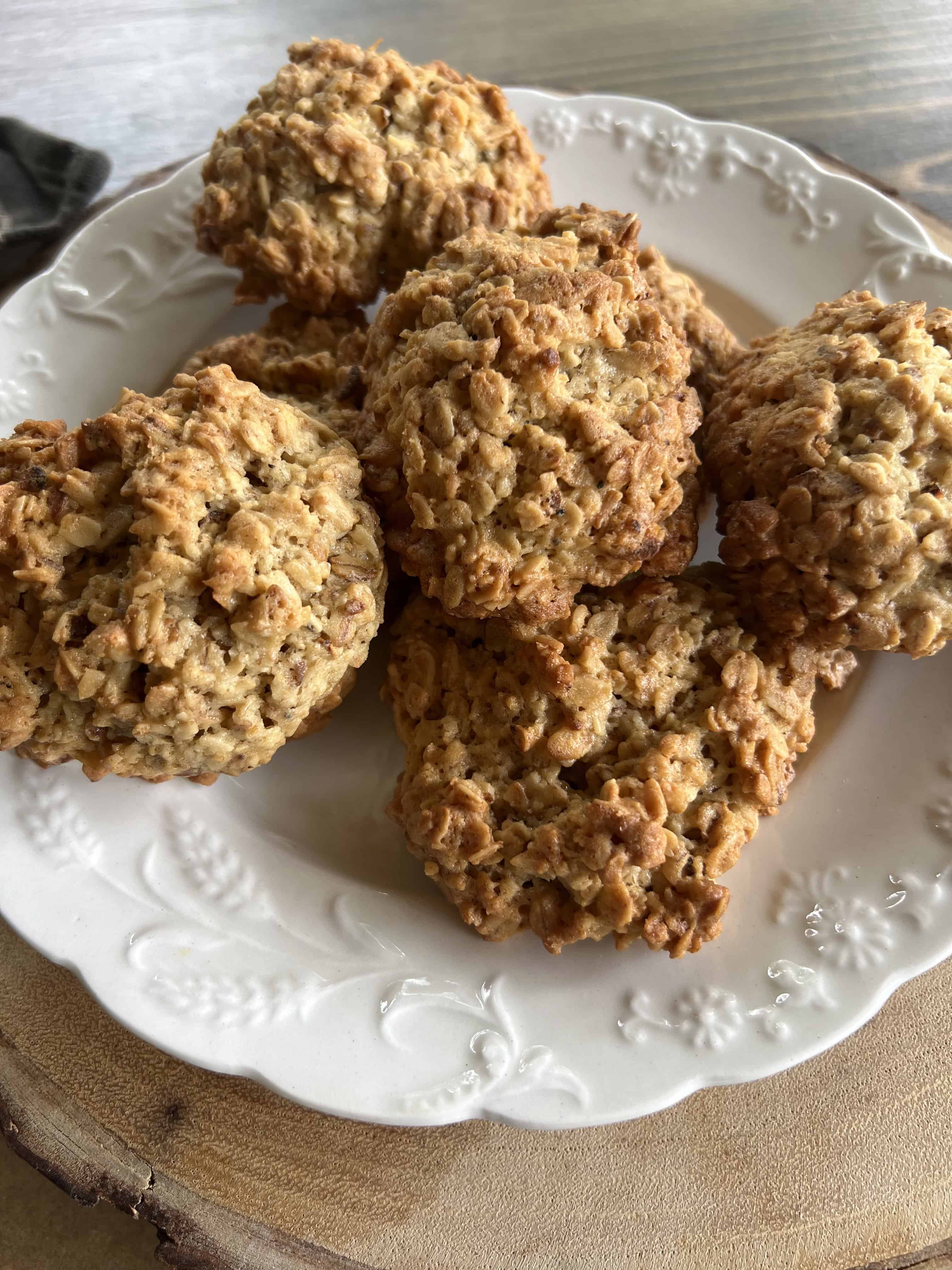 Oatmeal cookies on a white plate