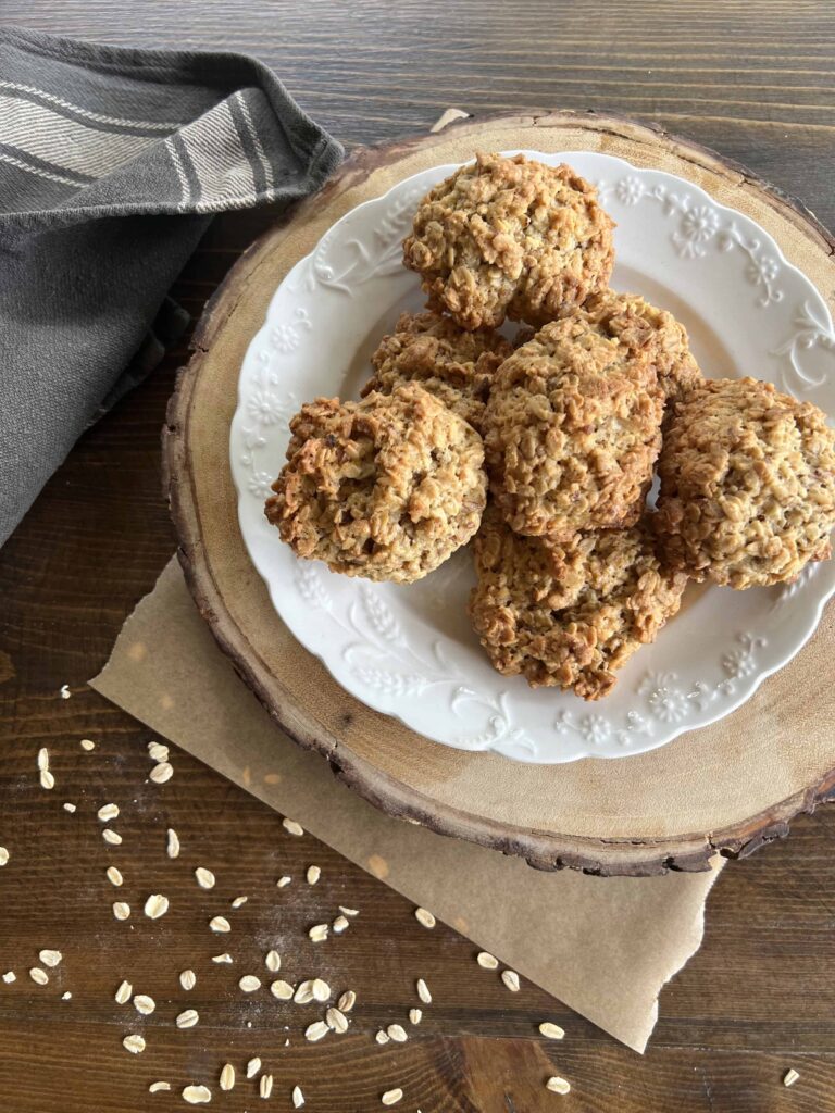 Easy Chewy Oatmeal Cookies on a plate