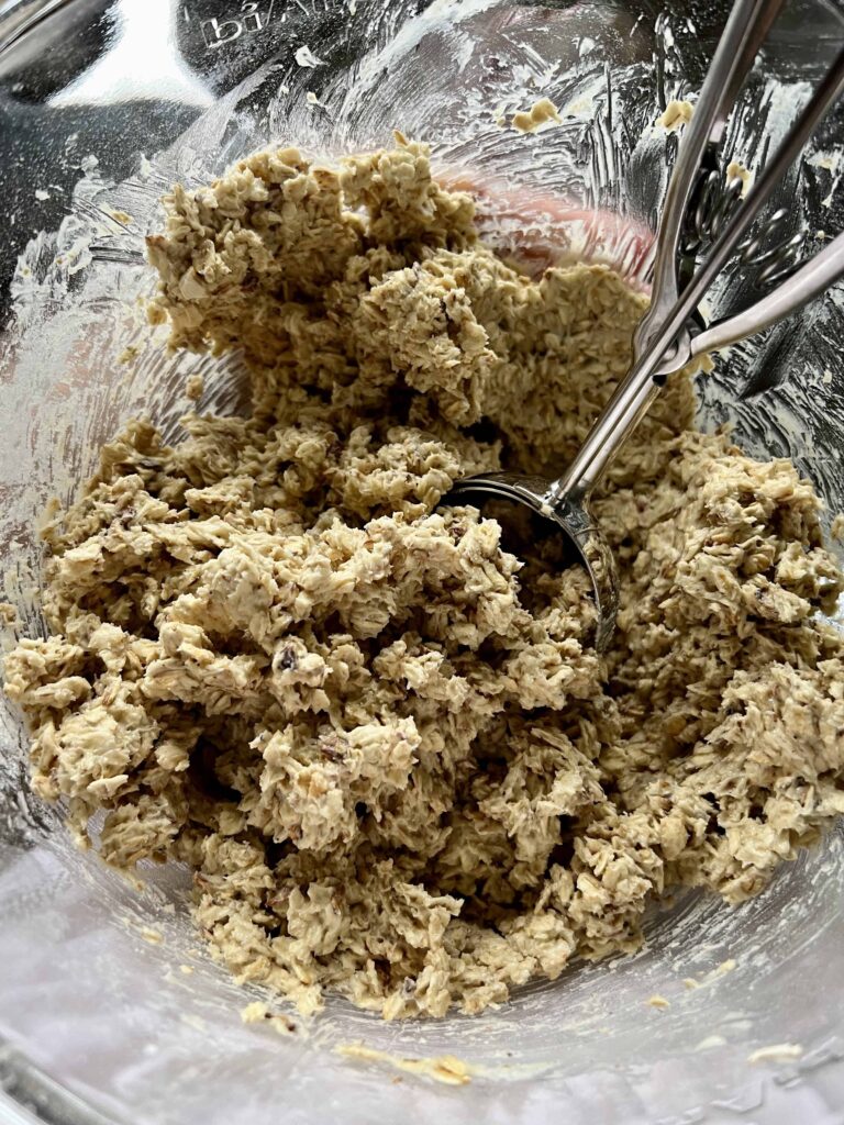 Easy Oatmeal Cookie Dough in a Mixing Bowl